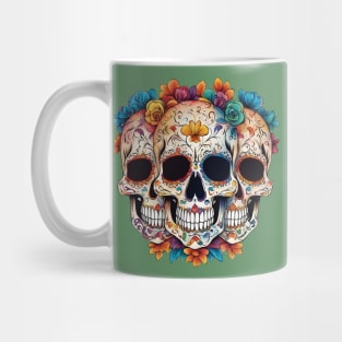 Floral Sugar Skulls With Roses Mug